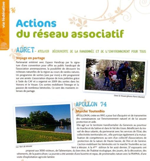 Actions réseau associatif FRAPNA74